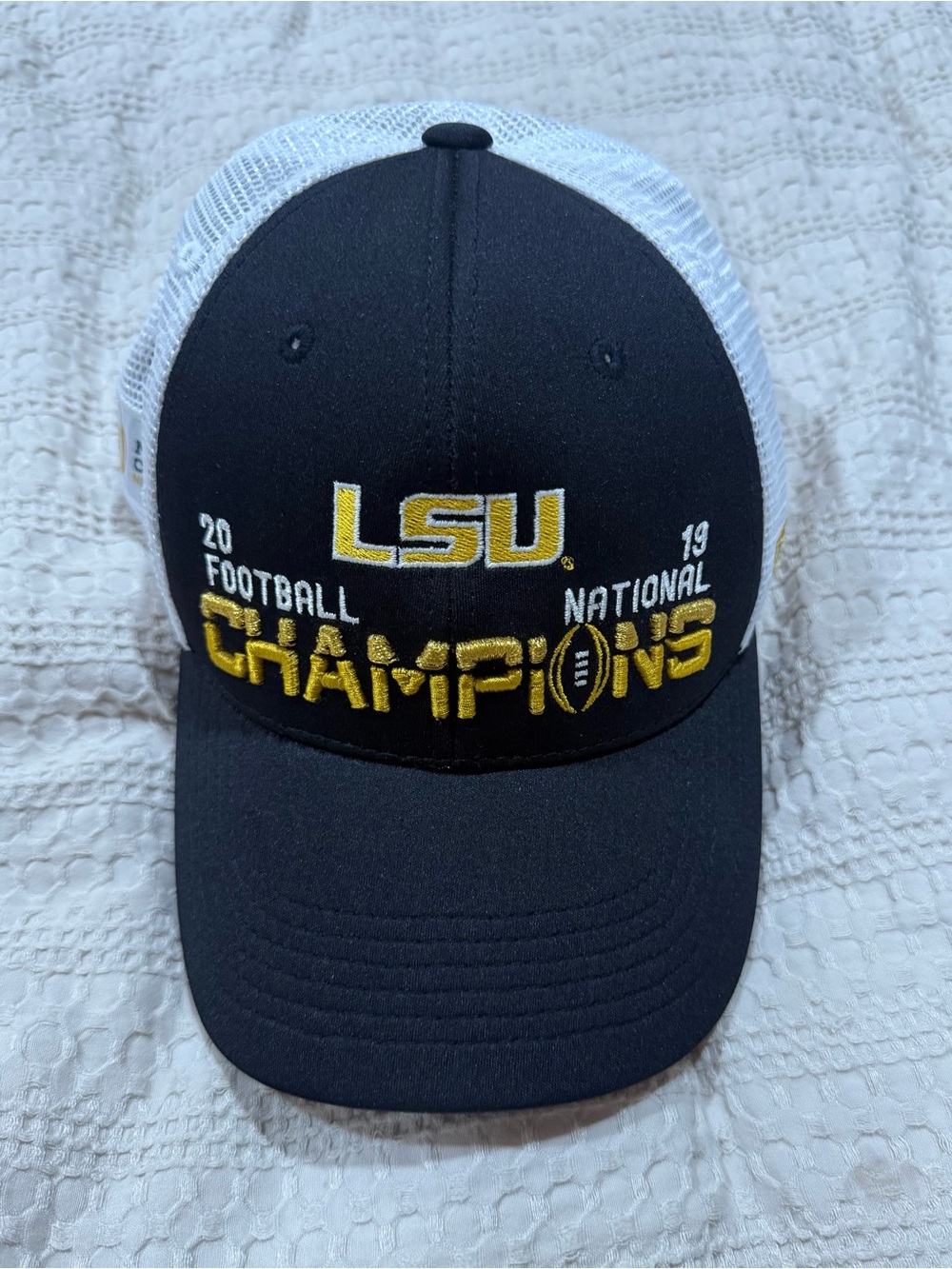 Top of the World LSU Black and White Trucker Hat with Gold Embroidery